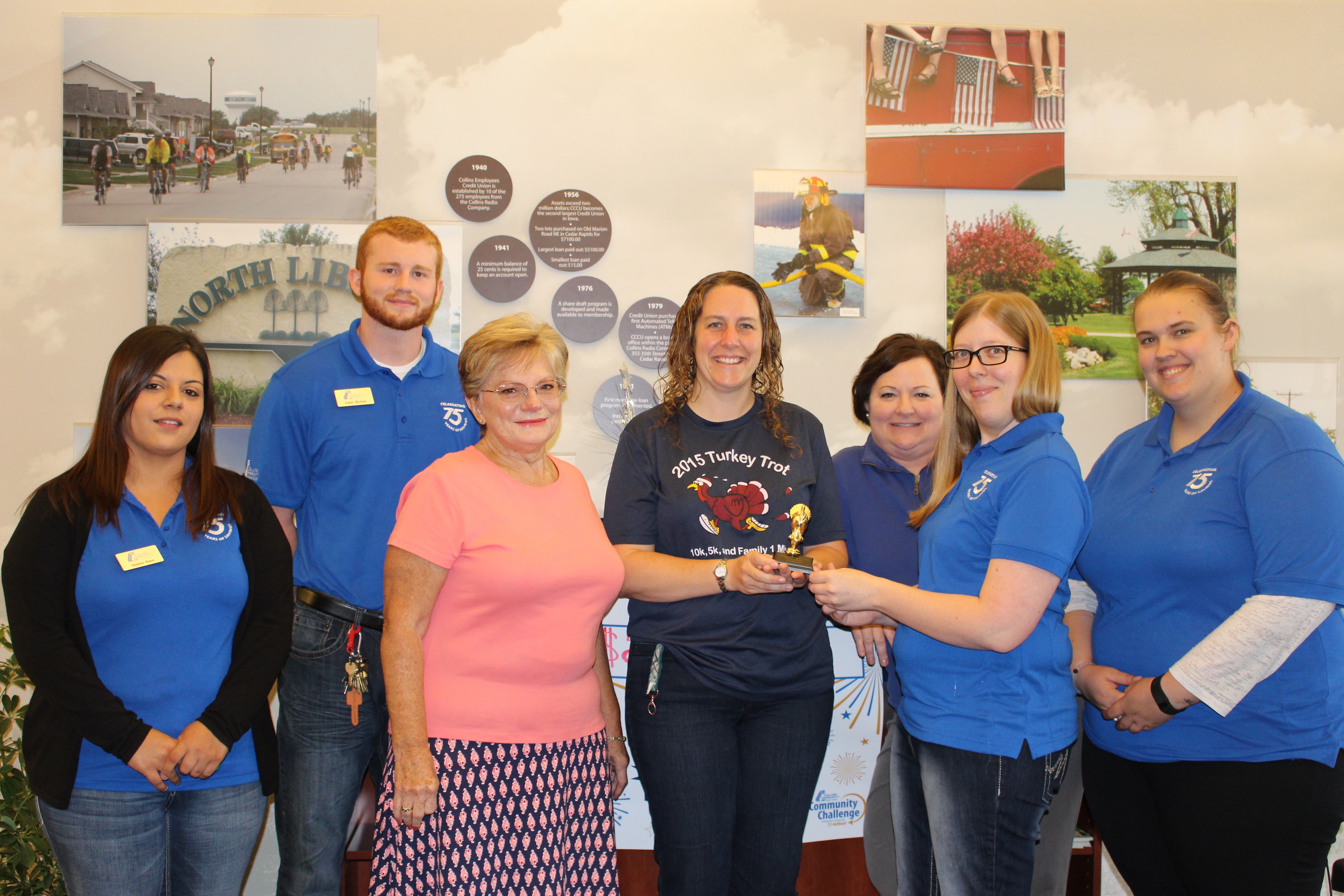 Collins Community CU North Liberty Branch Receives Traveling Turkey Trophy for the North Liberty Community Pantry